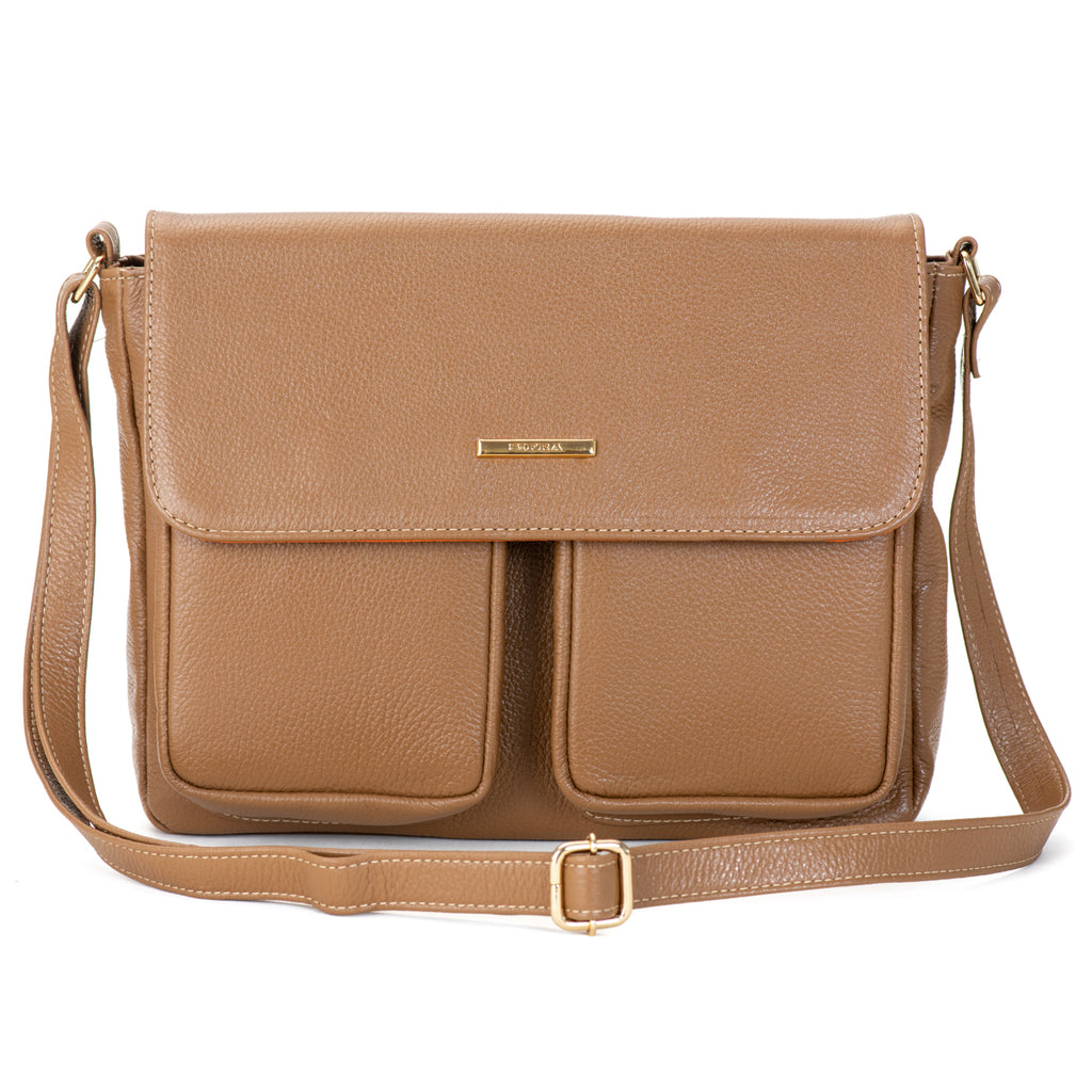 Bolsa Transversal Média Couro Caramelo Marina