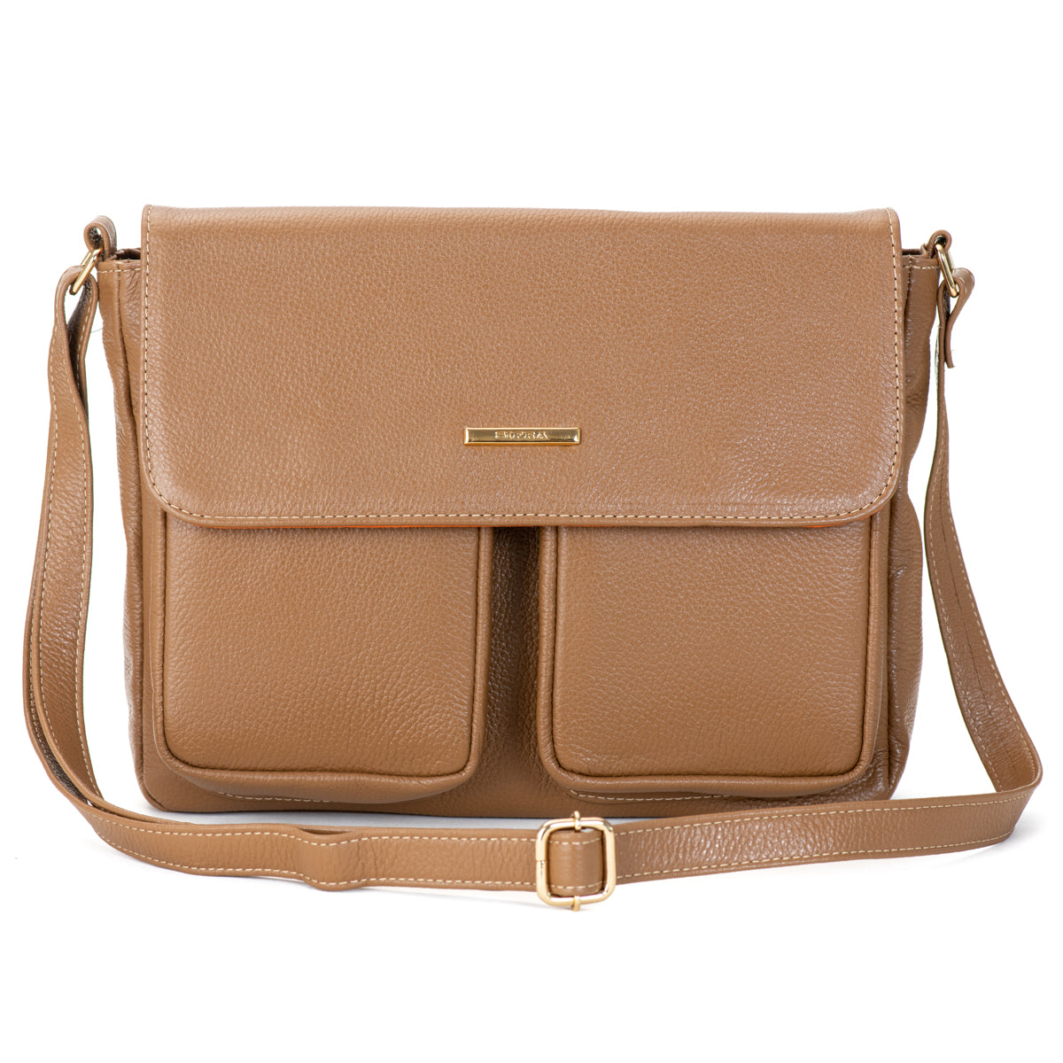 Bolsa Transversal Média Couro Caramelo Marina