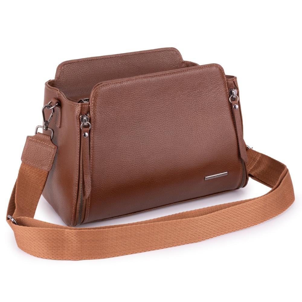 Bolsa Transversal Mão Média Couro Marrom Mary