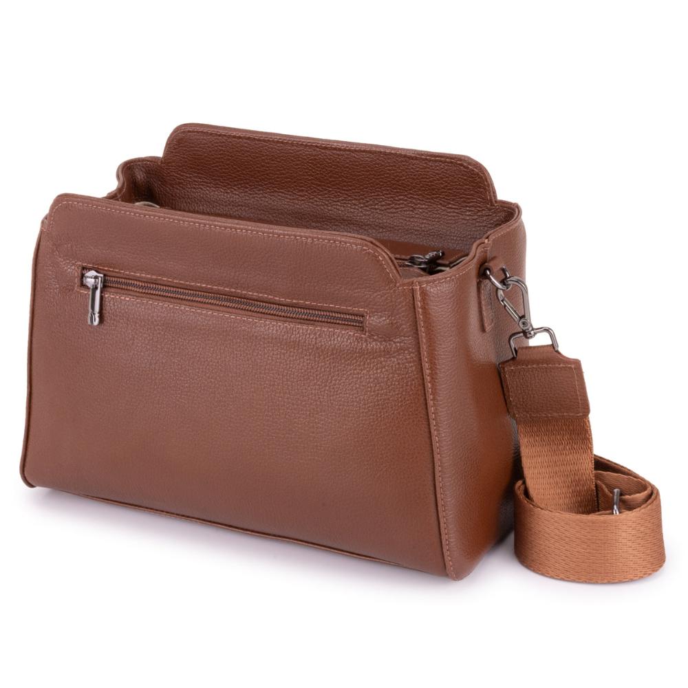 Bolsa Transversal Mão Média Couro Marrom Mary