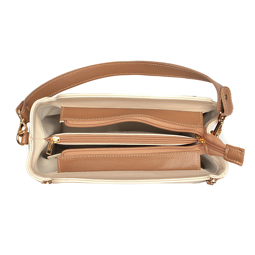 Bolsa Transversal Mão Média Couro Off White Mary