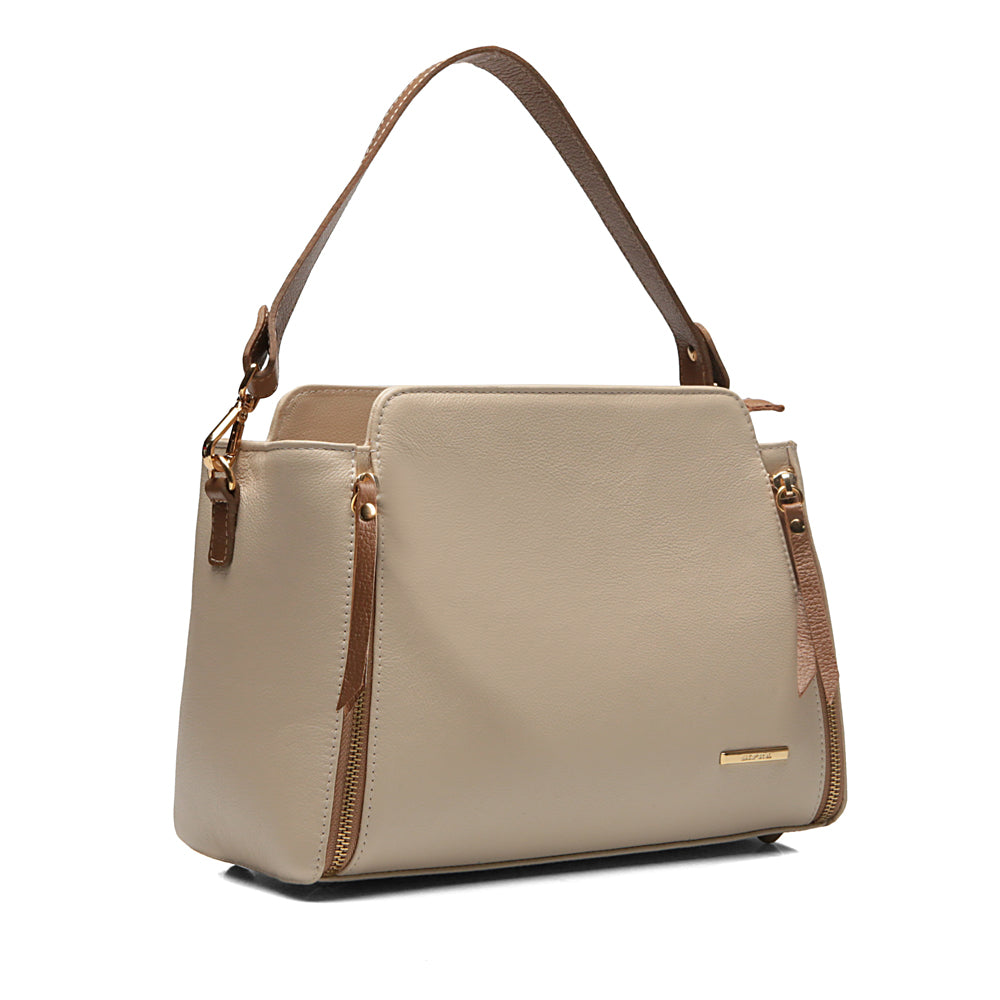 Bolsa Transversal Mão Média Couro Off White Mary