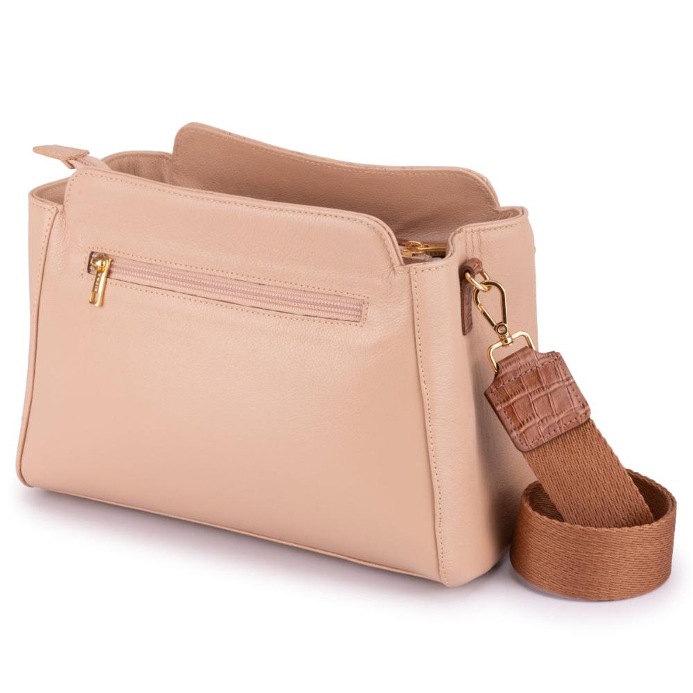 Bolsa Transversal Mão Média Couro Rosé Mary