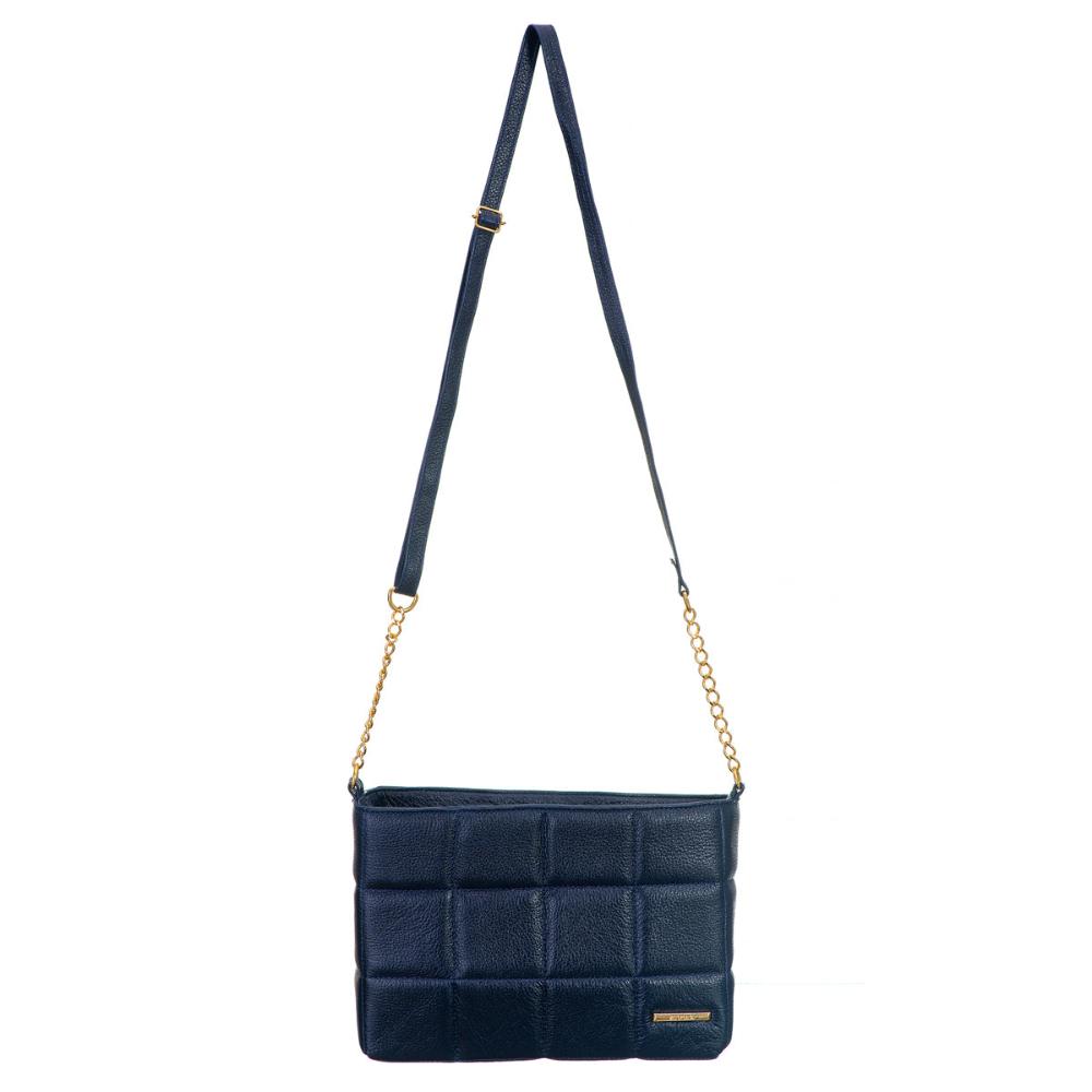 Bolsa Transversal Média Couro Azul Cris
