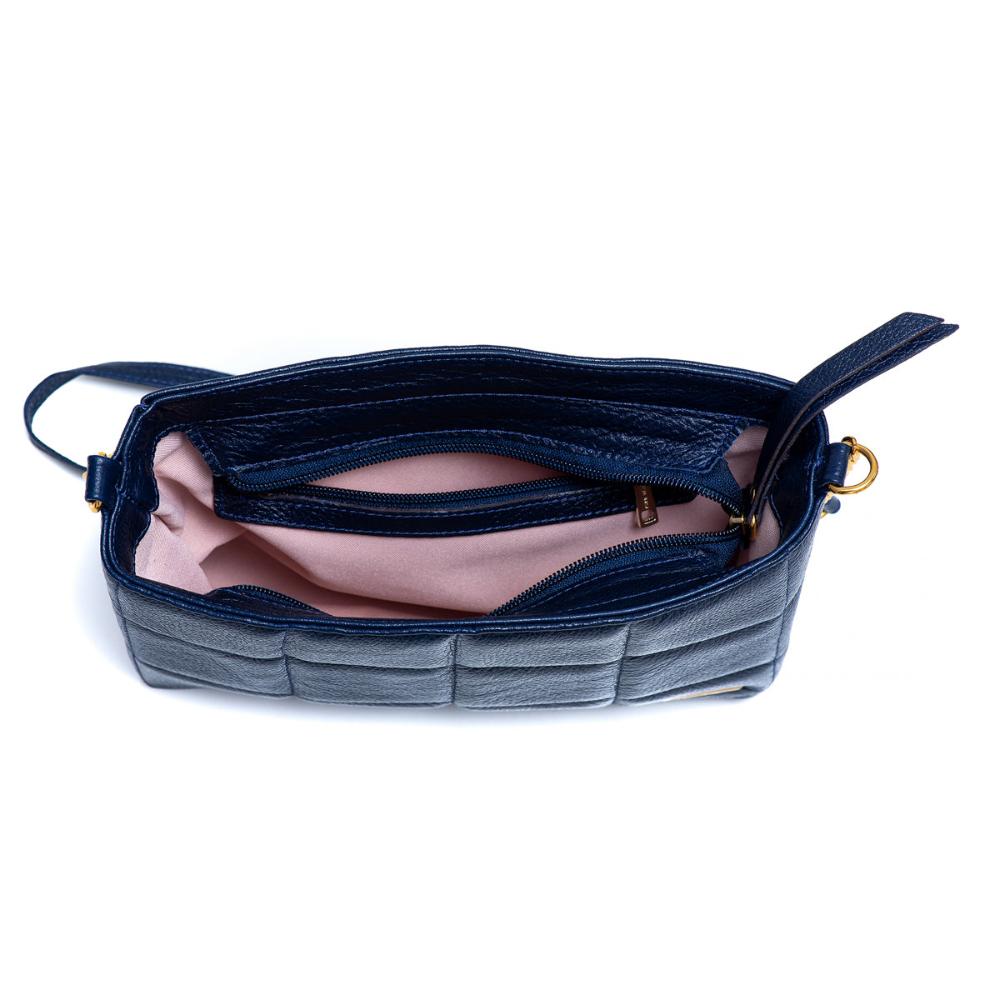 Bolsa Transversal Média Couro Azul Cris