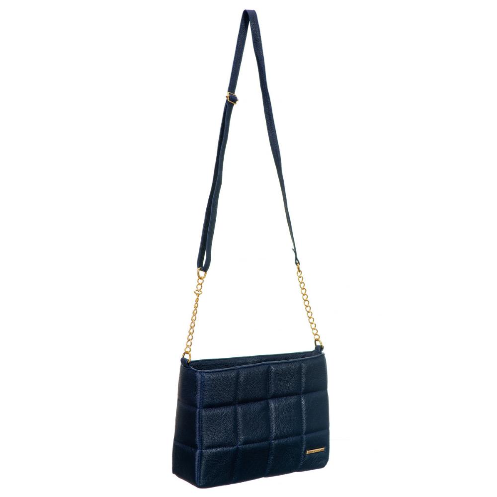 Bolsa Transversal Média Couro Azul Cris