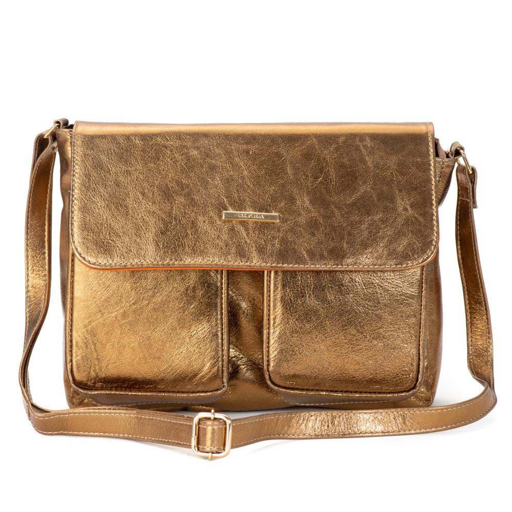 Bolsa Transversal Média Couro Bronze Marina