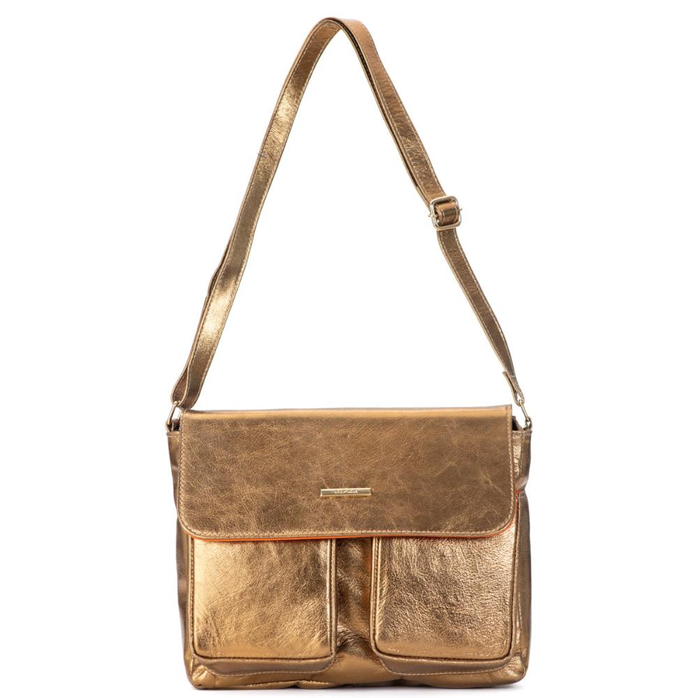 Bolsa Transversal Média Couro Bronze Marina