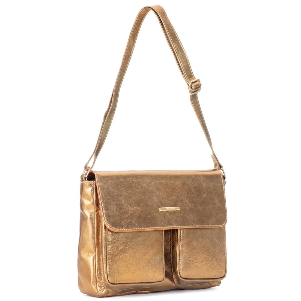 Bolsa Transversal Média Couro Bronze Marina