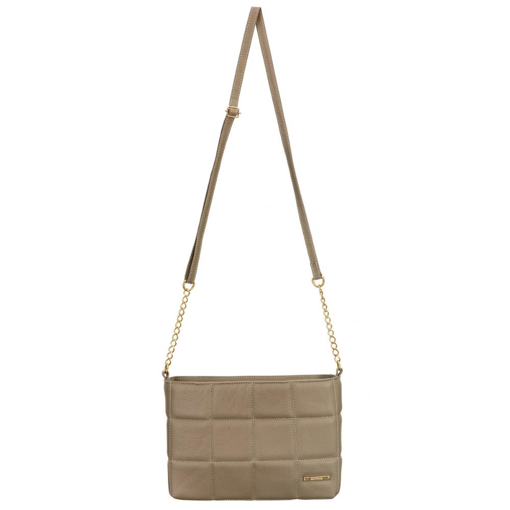 Bolsa Transversal Média Couro Cinza Cris