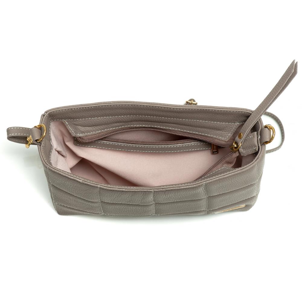 Bolsa Transversal Média Couro Cinza Cris