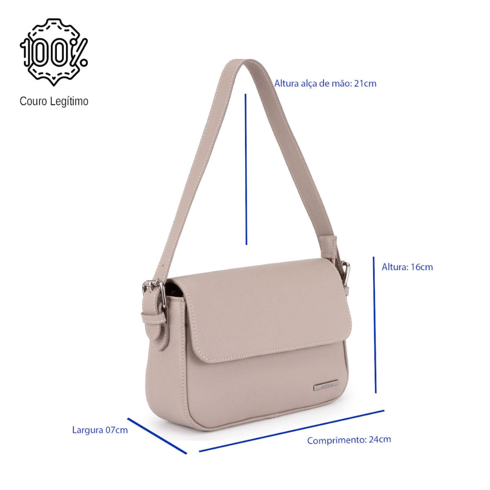 Bolsa Ombro Média Couro Cinza Ibiza