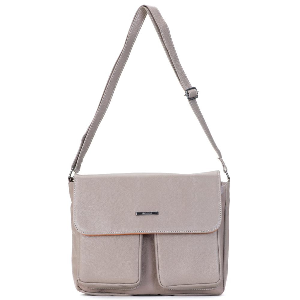 Bolsa Transversal Média Couro Cinza Marina