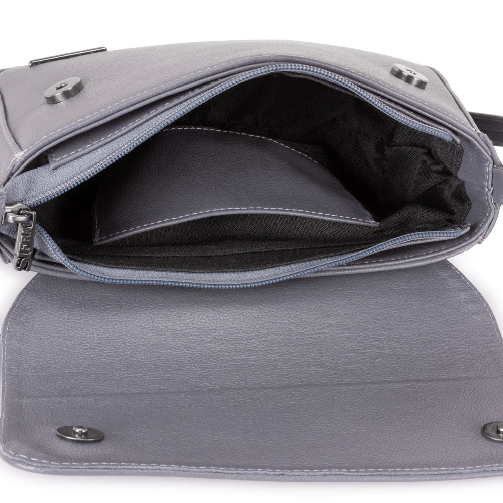 Bolsa Transversal Média Couro Grafite Ibiza