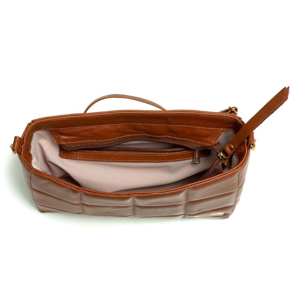 Bolsa Transversal Média Couro Marrom Cris