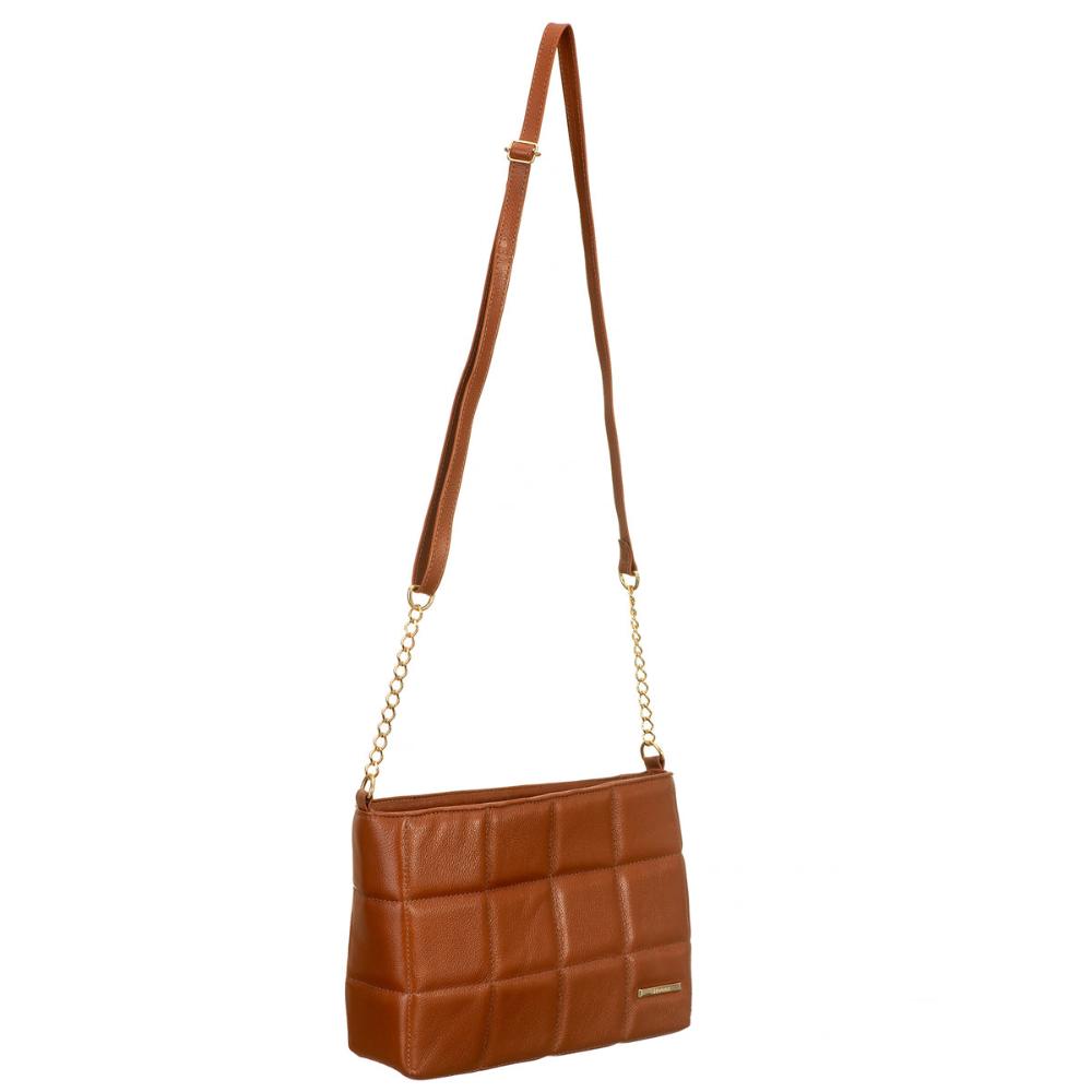 Bolsa Transversal Média Couro Marrom Cris