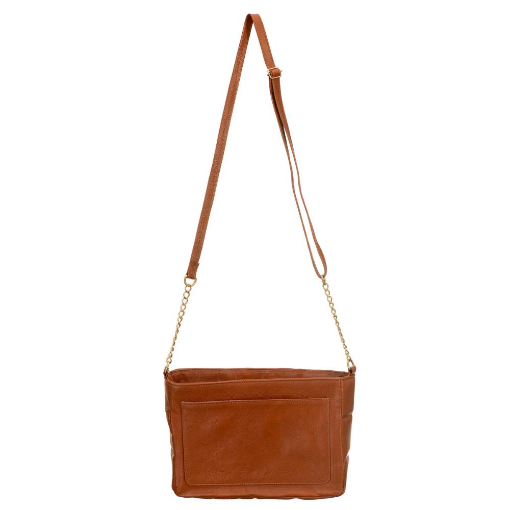 Bolsa Transversal Média Couro Marrom Cris