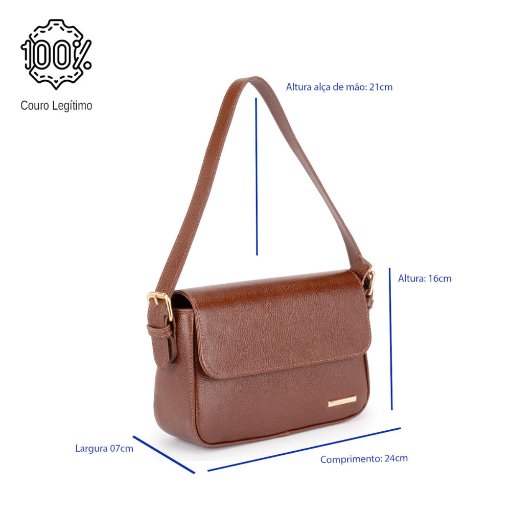 Bolsa Ombro Média Couro Marrom Ibiza