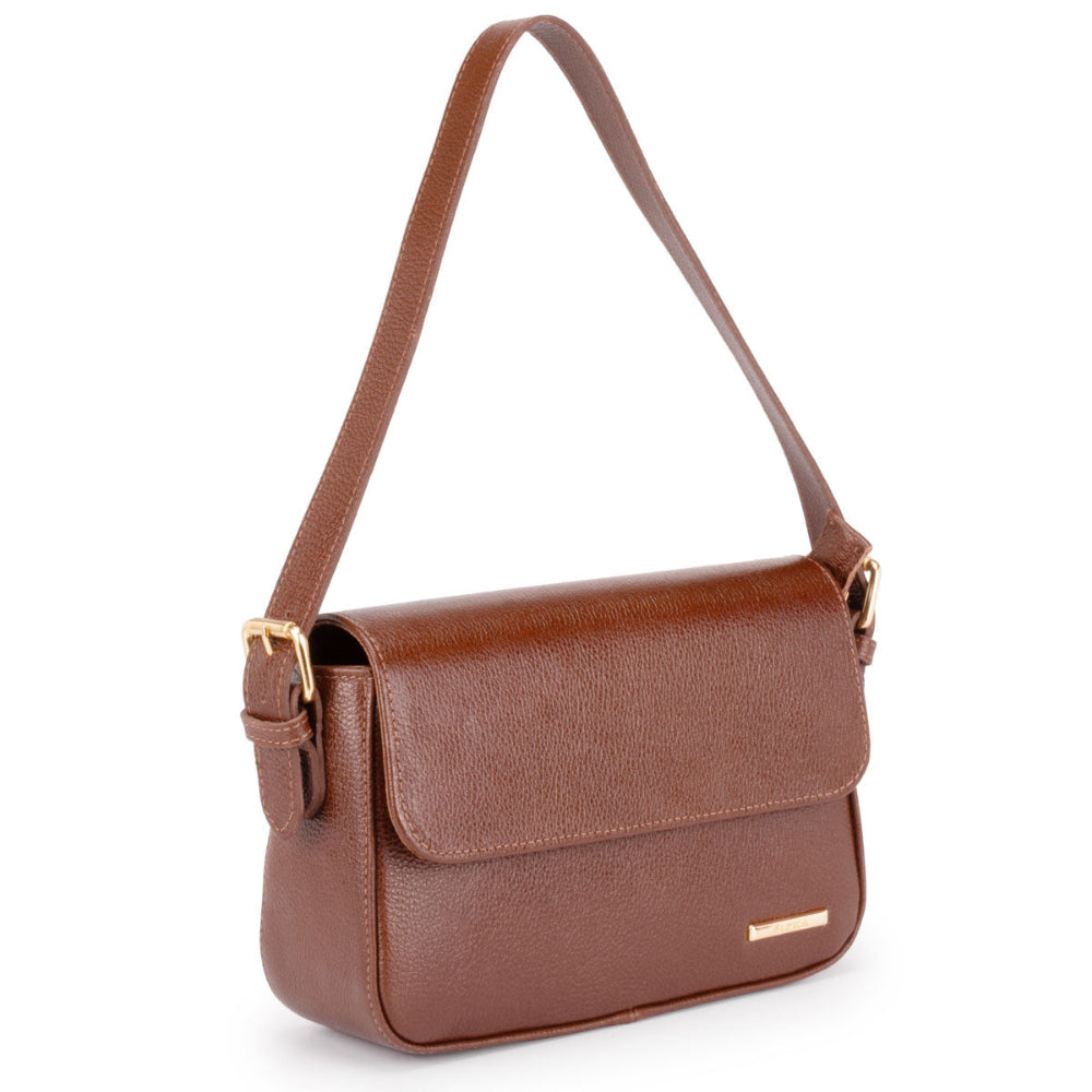 Bolsa Ombro Média Couro Marrom Ibiza