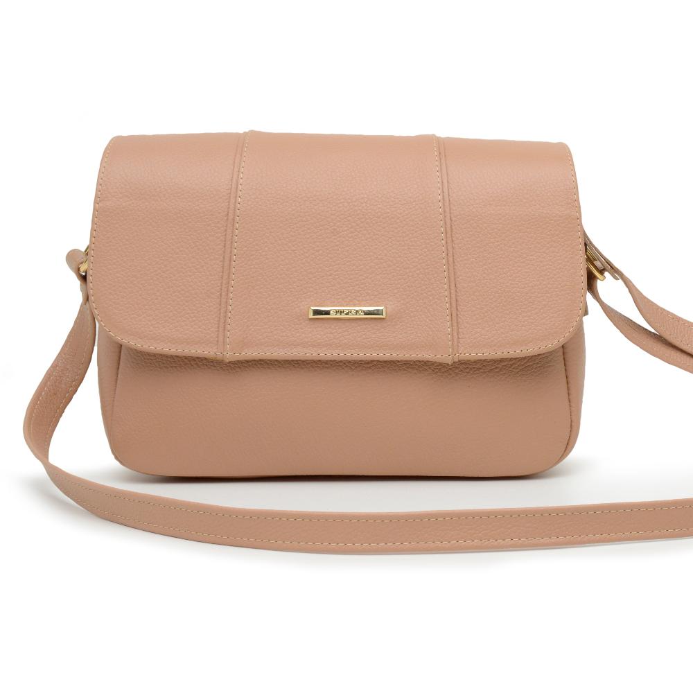 Bolsa Transversal Média Couro Nude Beatriz