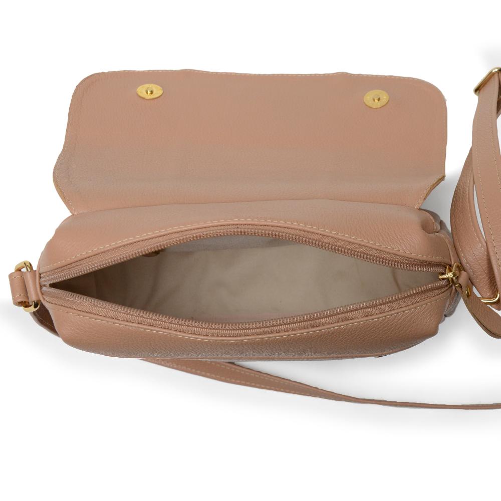 Bolsa Transversal Média Couro Nude Beatriz