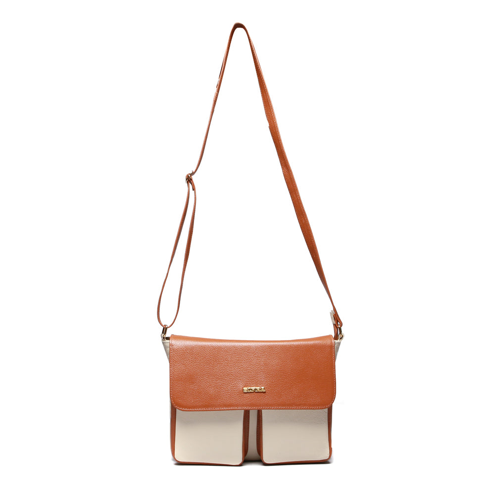 Bolsa Transversal Média Couro Off White Marina