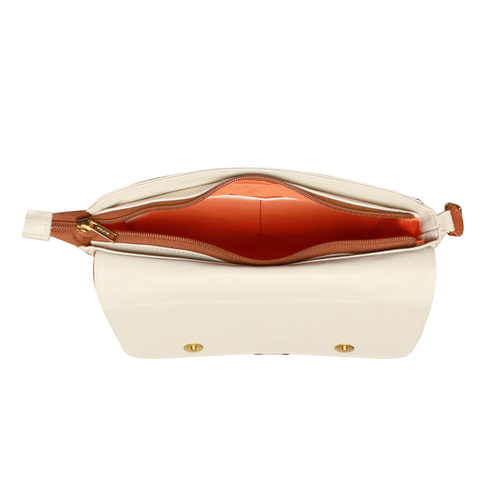 Bolsa Transversal Média Couro Off White Marina