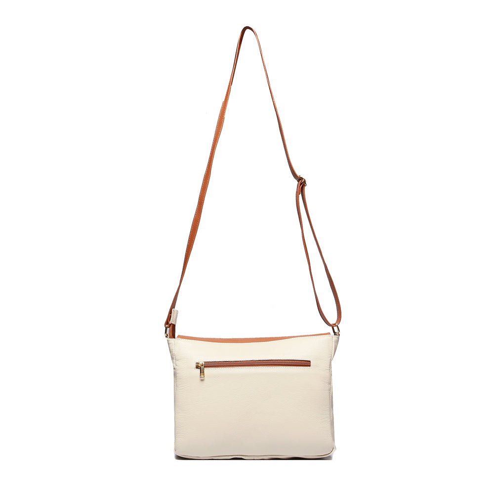 Bolsa Transversal Média Couro Off White Marina