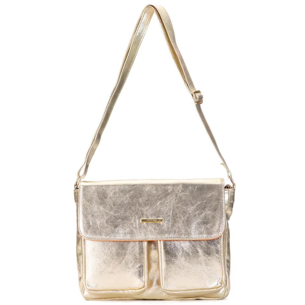 Bolsa Transversal Média Couro Ouro Marina