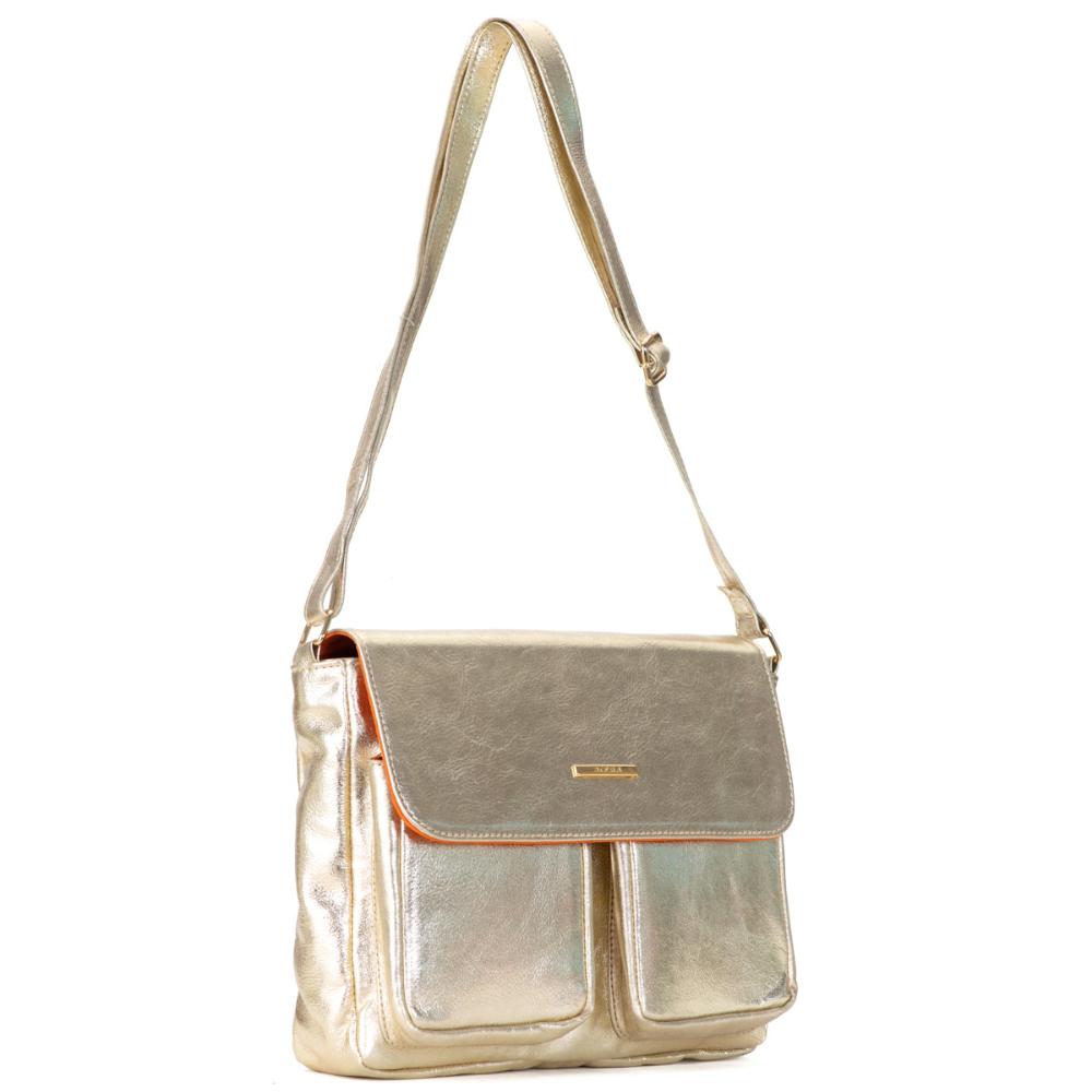 Bolsa Transversal Média Couro Ouro Marina