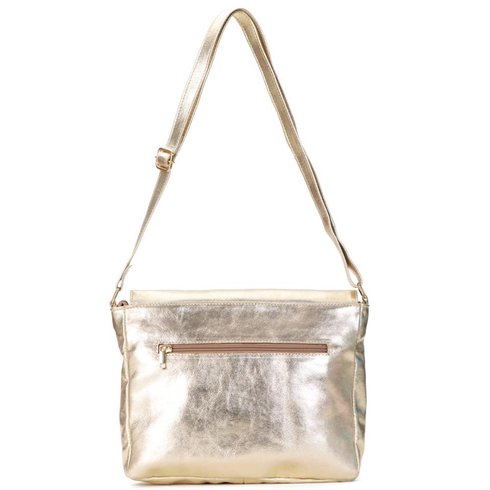 Bolsa Transversal Média Couro Ouro Marina