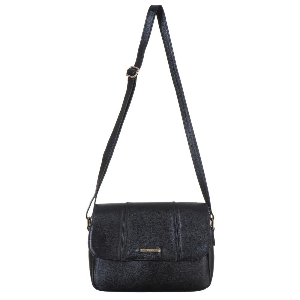 Bolsa Transversal Média Couro Preta Beatriz