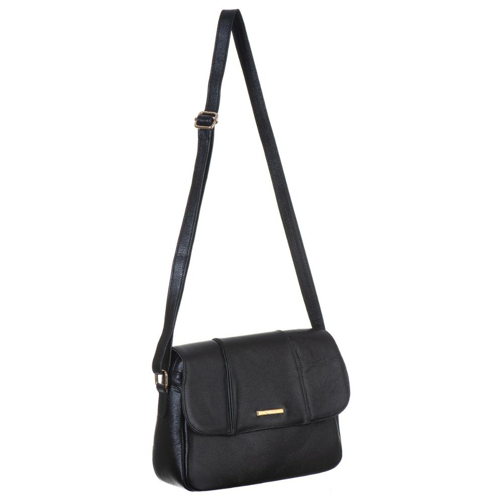 Bolsa Transversal Média Couro Preta Beatriz