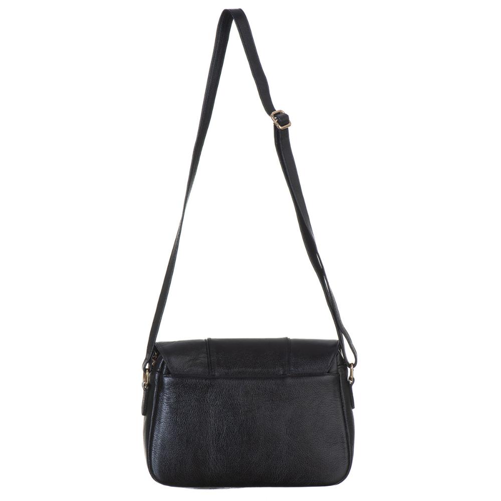 Bolsa Transversal Média Couro Preta Beatriz