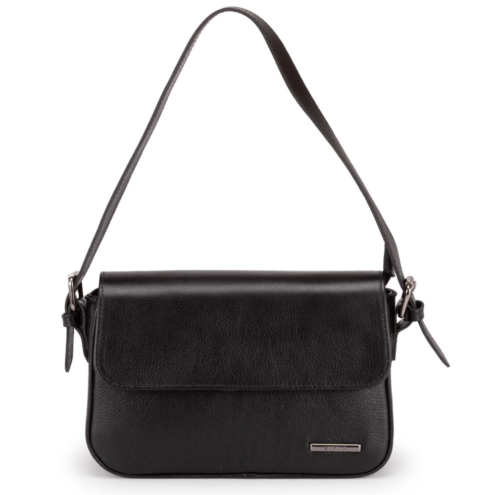 Bolsa Transversal Média Couro Preta Ibiza