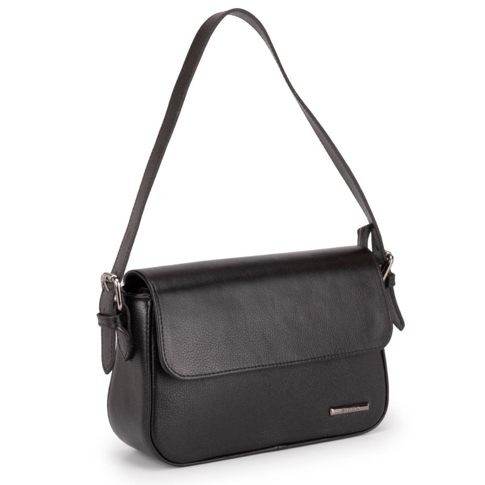 Bolsa Transversal Média Couro Preta Ibiza