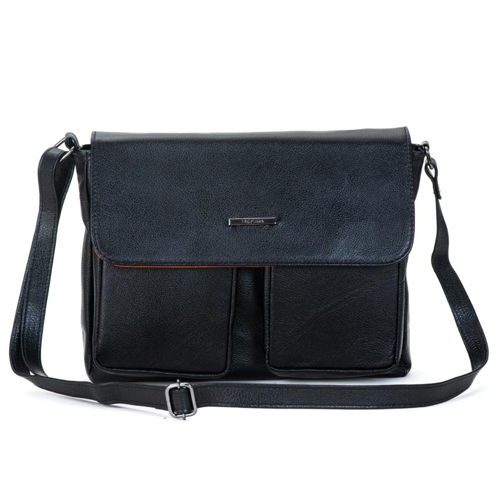 Bolsa Transversal Média Couro Preta Marina