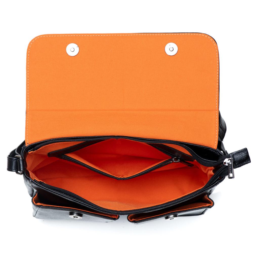 Bolsa Transversal Média Couro Preta Marina