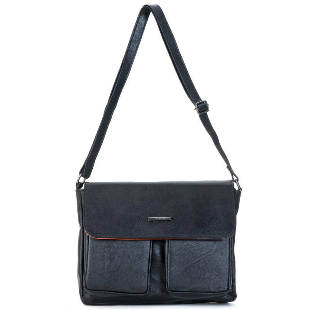 Bolsa Transversal Média Couro Preta Marina