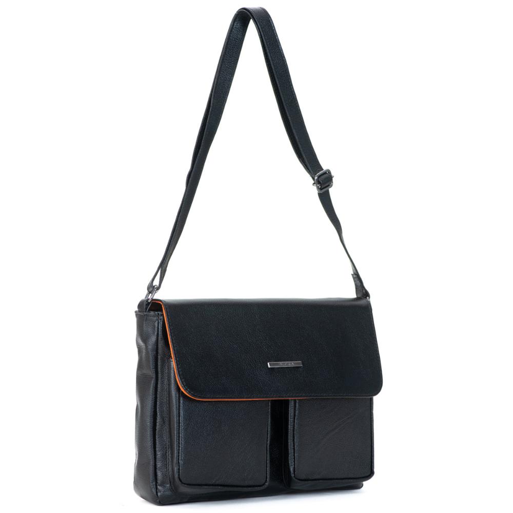 Bolsa Transversal Média Couro Preta Marina