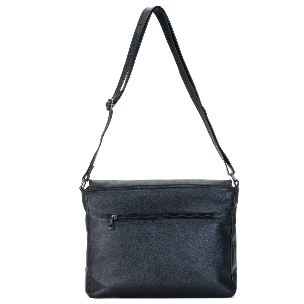 Bolsa Transversal Média Couro Preta Marina