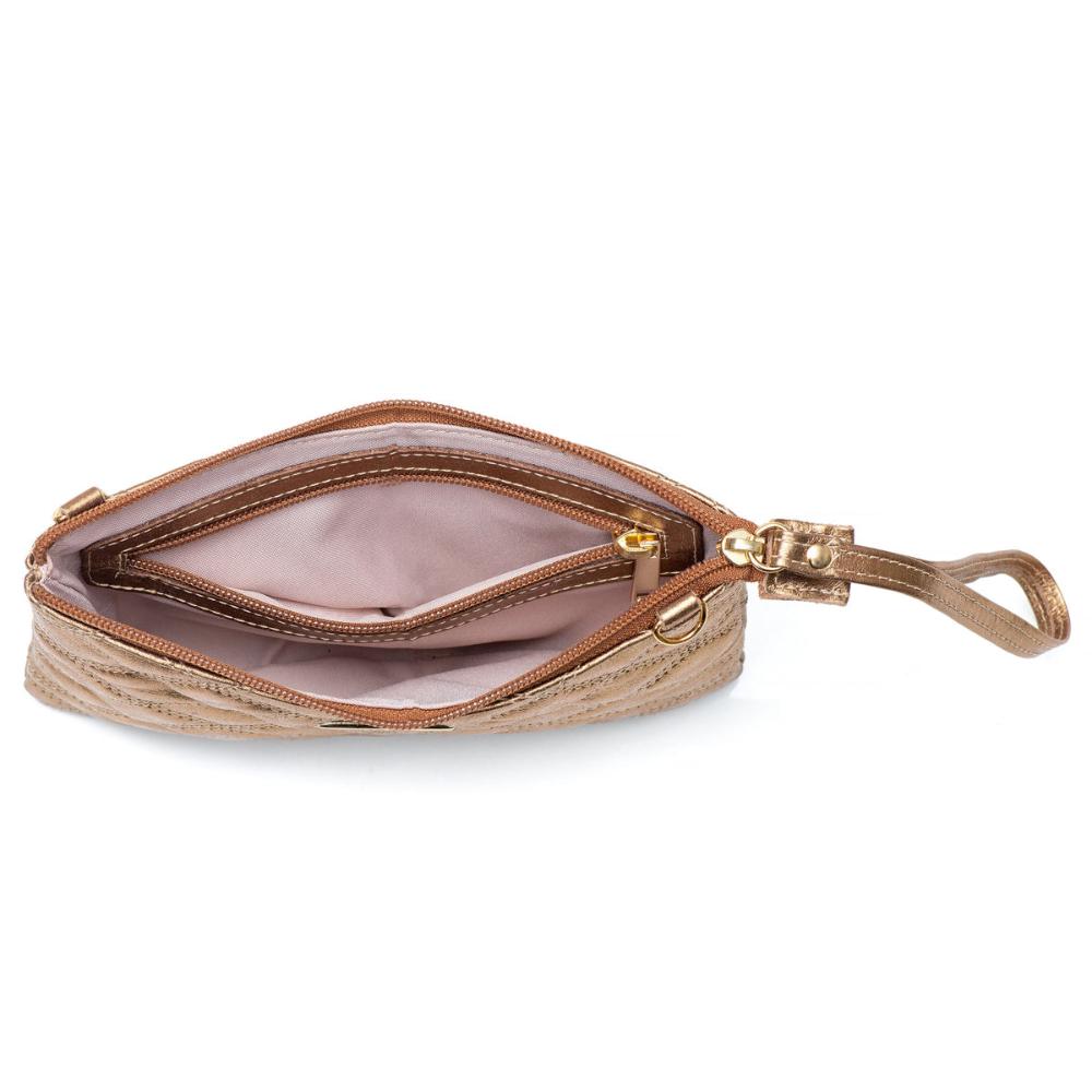 Bolsa Transversal Patrícia Pequena em Couro Bronze
