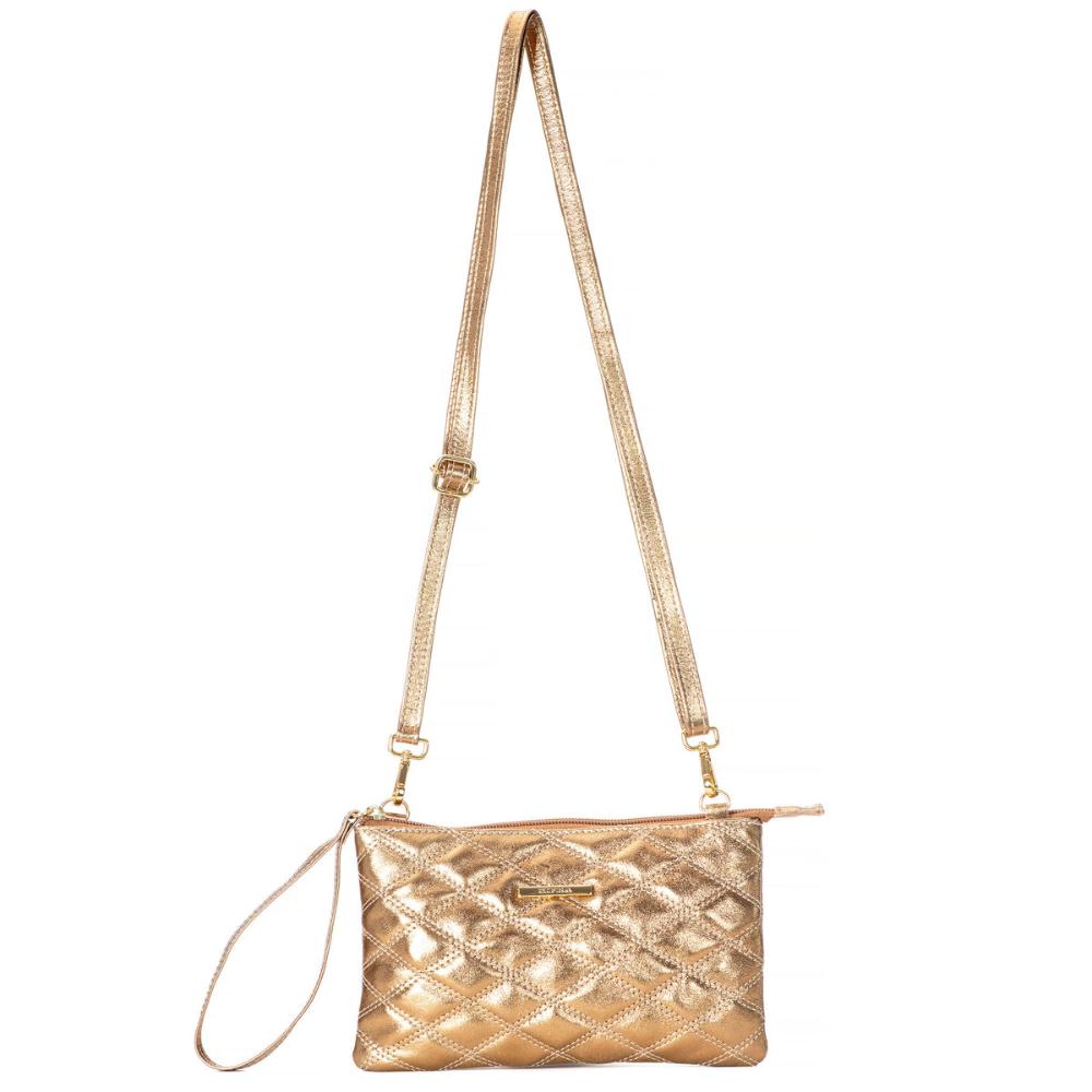 Bolsa Transversal Patrícia Pequena em Couro Bronze