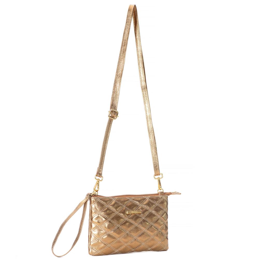 Bolsa Transversal Patrícia Pequena em Couro Bronze
