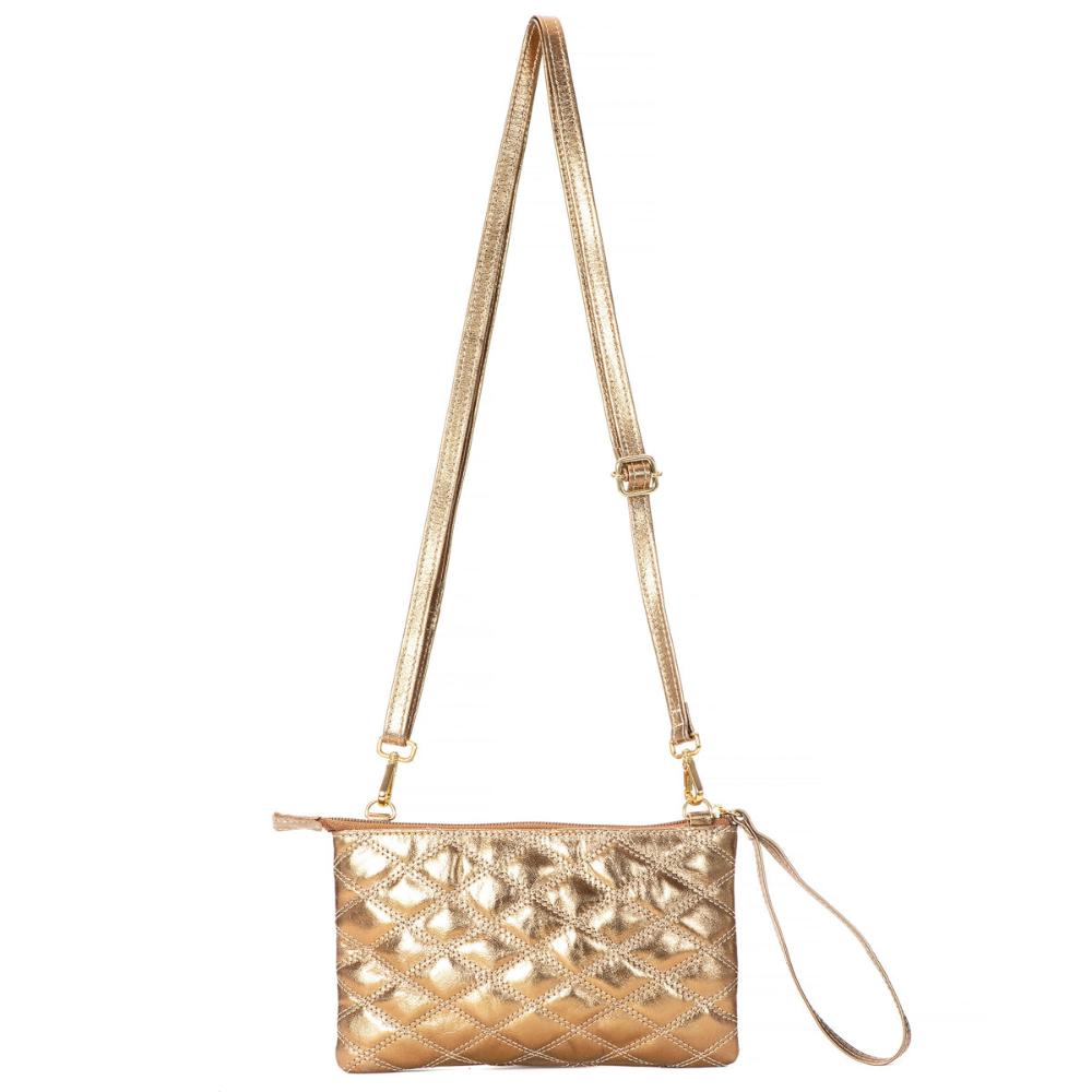 Bolsa Transversal Patrícia Pequena em Couro Bronze