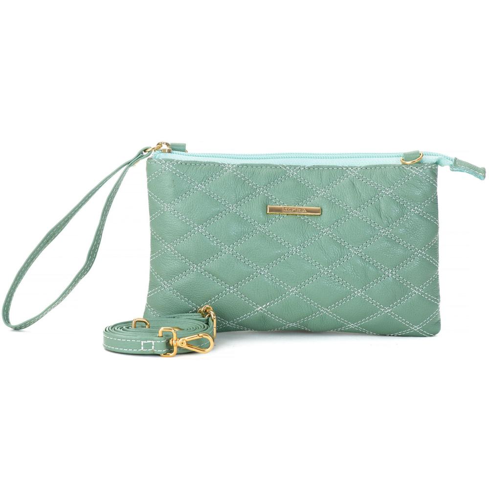 Bolsa Transversal Patrícia Pequena em Couro Verde Água