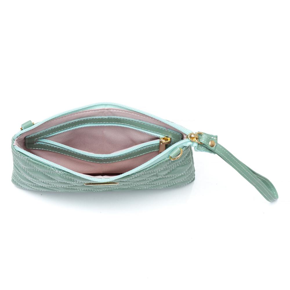 Bolsa Transversal Patrícia Pequena em Couro Verde Água