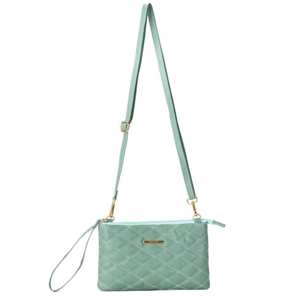 Bolsa Transversal Patrícia Pequena em Couro Verde Água