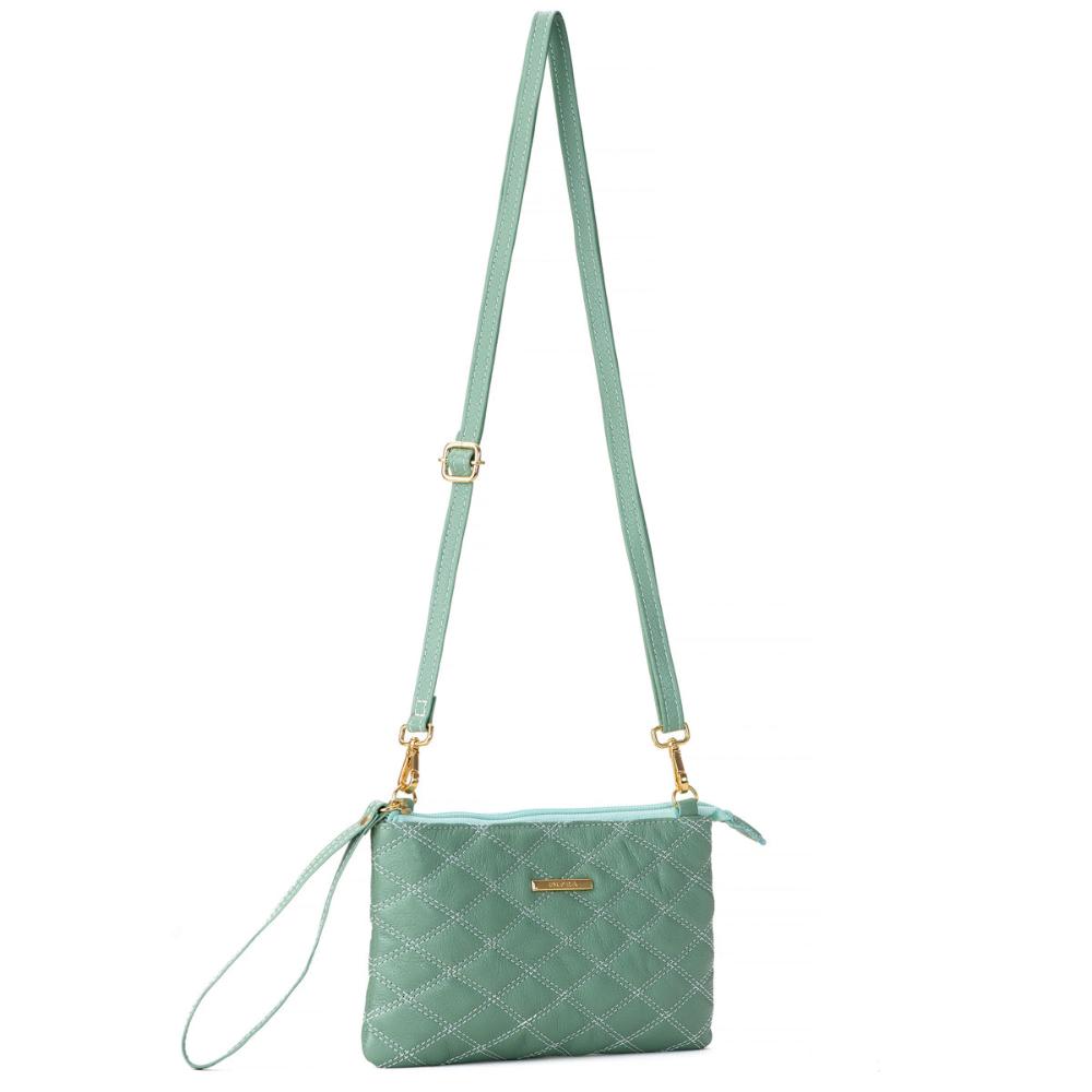 Bolsa Transversal Patrícia Pequena em Couro Verde Água