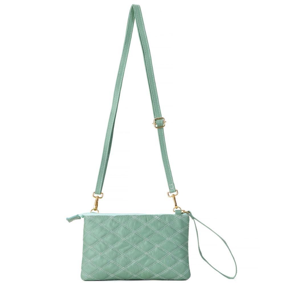 Bolsa Transversal Patrícia Pequena em Couro Verde Água